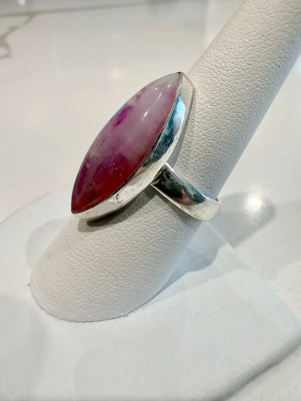 Pink Moonstone Ring, Solid 925 Sterling Silver